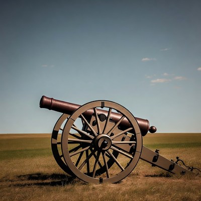 Civil War Cannon in Grassy Field