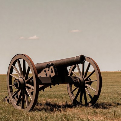 Civil War Cannon on Grass Field