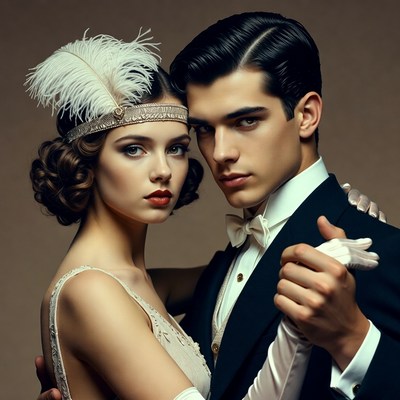 1920s Couple Dancing in Formal Attire