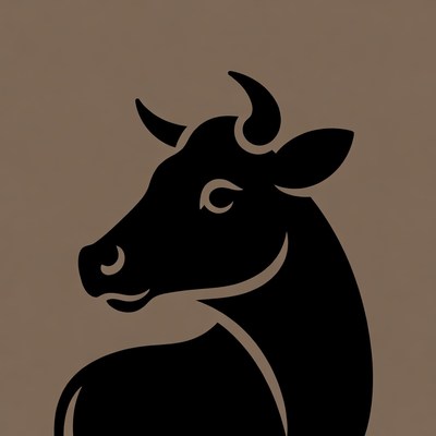 Black silhouette of cow head