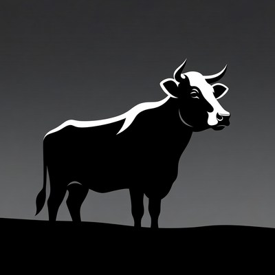 Black silhouette of cow