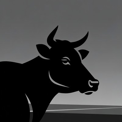 Black silhouette of cow head