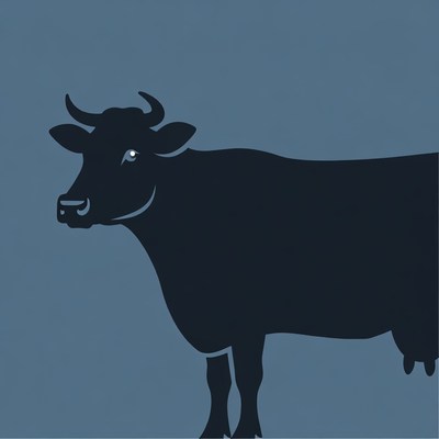 Black silhouette cow illustration