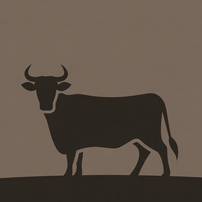Silhouette of bull standing