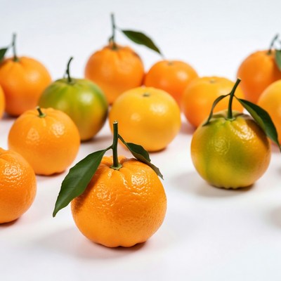 Fresh Oranges with Leaves