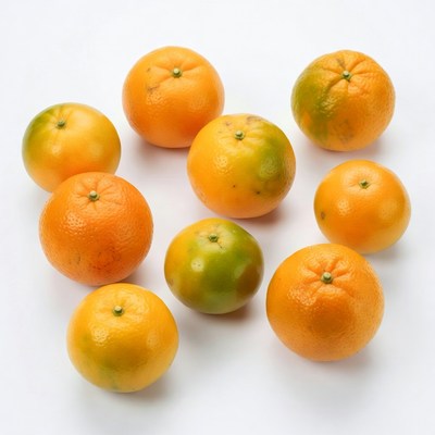 Assortment of Oranges on White Background