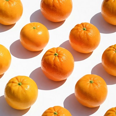 Fresh Oranges on White Background