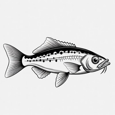Black and white catfish illustration