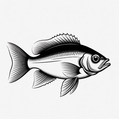 Black and white sea bass illustration