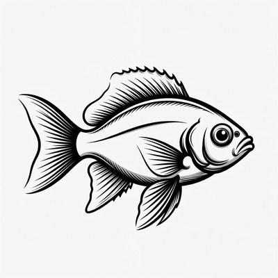 Black and white fish illustration