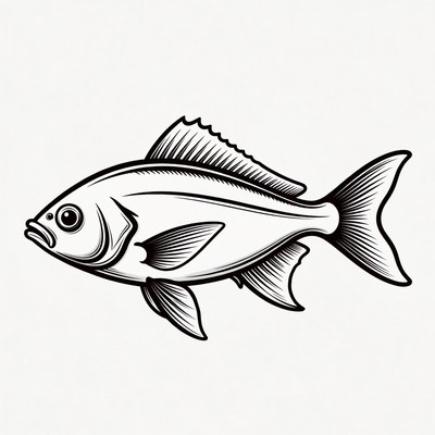 Black and white snapper fish illustration