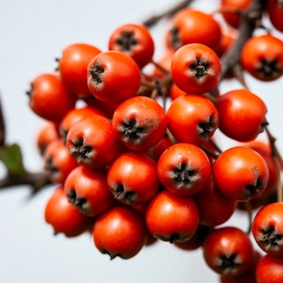 Cluster of Red Berries on Branch