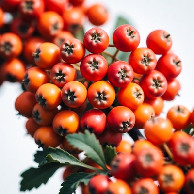 Closeup of red mountain ash berries