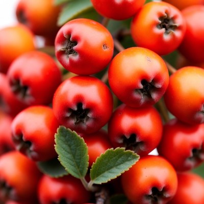 Cluster of Red Hawthorn Berries