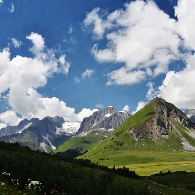 Alpine Mountains with Green Meadows