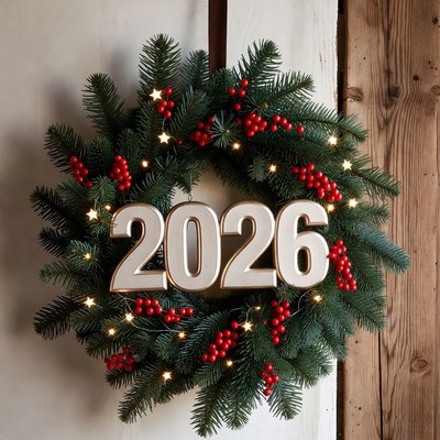 2026 Christmas Wreath with Lights