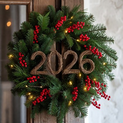 2026 Christmas Wreath on Door