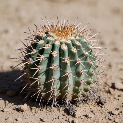 Spiny Barrel Cactus in Desert Sand