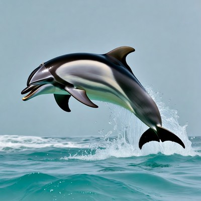 Dolphin jumping from ocean waves