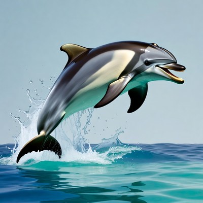 Dolphin jumping from ocean water