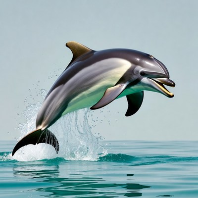 Dolphin jumping from ocean water