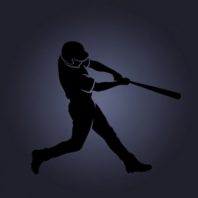 Baseball player swinging bat silhouette