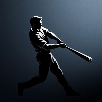 Man swinging baseball bat silhouette