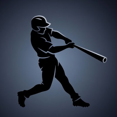 Baseball player swinging bat silhouette