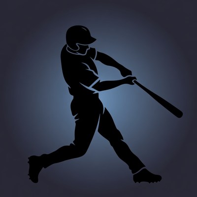 Baseball player swinging bat silhouette