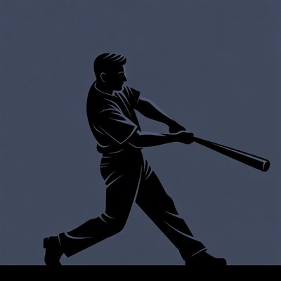 Man swinging baseball bat silhouette