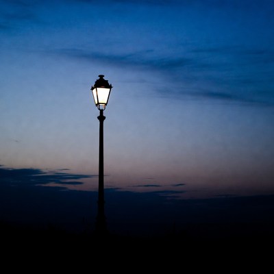 Vintage Street Lamp at Night
