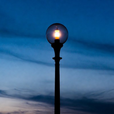 Street Lamp Glowing at Night