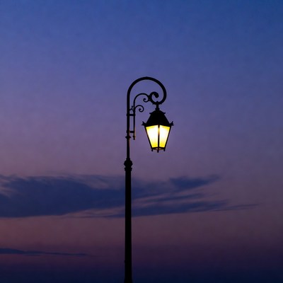 Vintage Street Lamp at Night