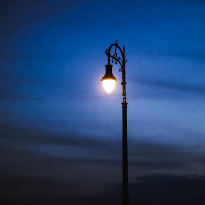 Vintage Street Lamp at Night