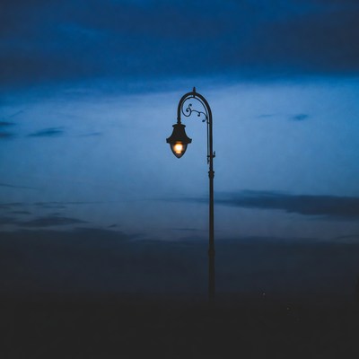 Vintage Street Lamp at Night