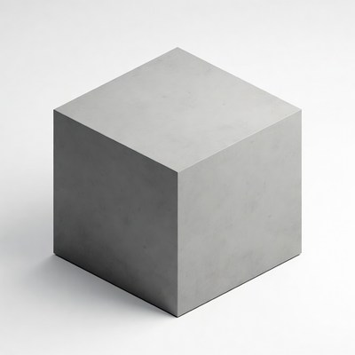 Gray Concrete Cube on White Background
