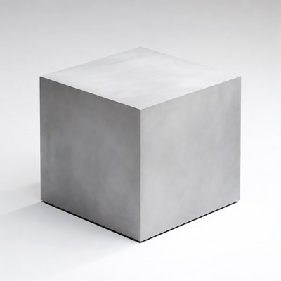 Gray Concrete Cube on White Background