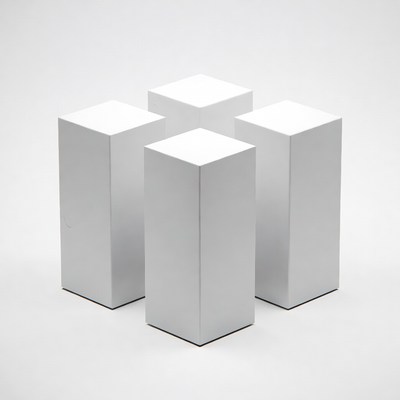 Four white rectangular prisms