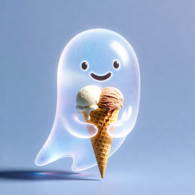 Cute ghost holding ice cream cone