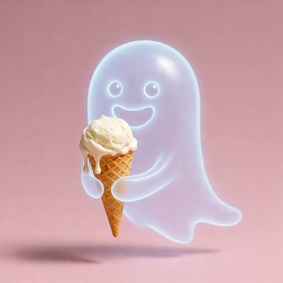Ghost holding ice cream cone