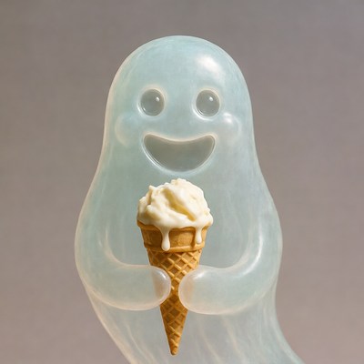 Ghost holding ice cream cone