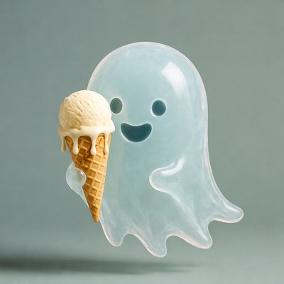 Ghost holding ice cream cone