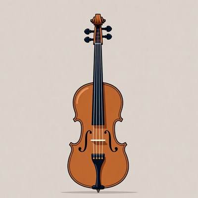 Violin illustration on beige background