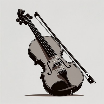 Violin with Bow Illustration