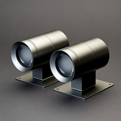 Pair of Wall-Mounted Security Cameras