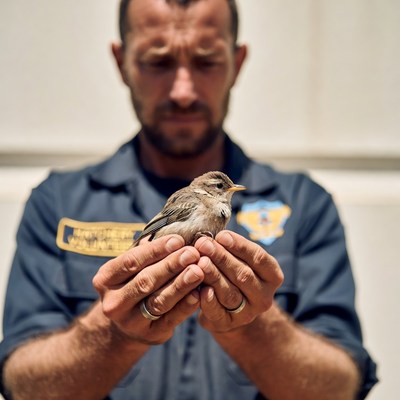 Man holding small bird