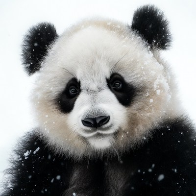 Snowy Giant Panda Closeup