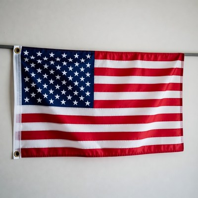 American Flag Hanging on Wall
