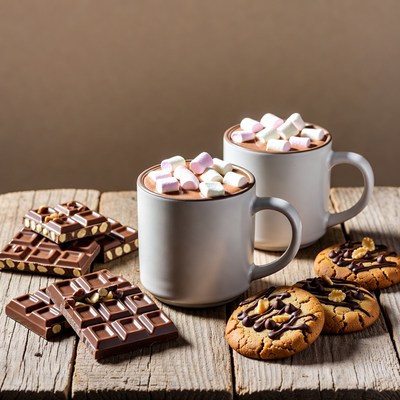 Hot Chocolate with Marshmallows and Cookies