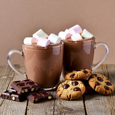 Hot Chocolate with Marshmallows and Cookies